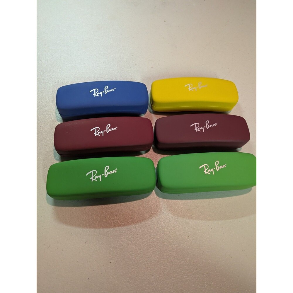 Lot of 6 Ray Ban, Rayban Colored Eyeglass Cases - Red Green Blue Yellow